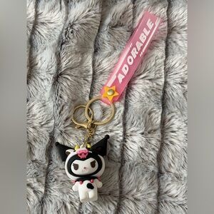 Sanrio Kuromi Cow Costume Keychain Pink Strap, brand new